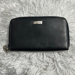 Nine West Black leather double zipper wallet